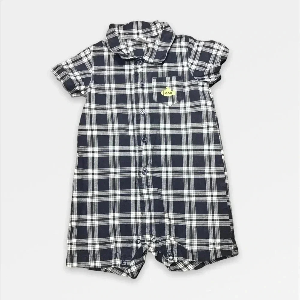 4/$20🥳 Navy Blue Short Sleeve Romper - Picture 1 of 3